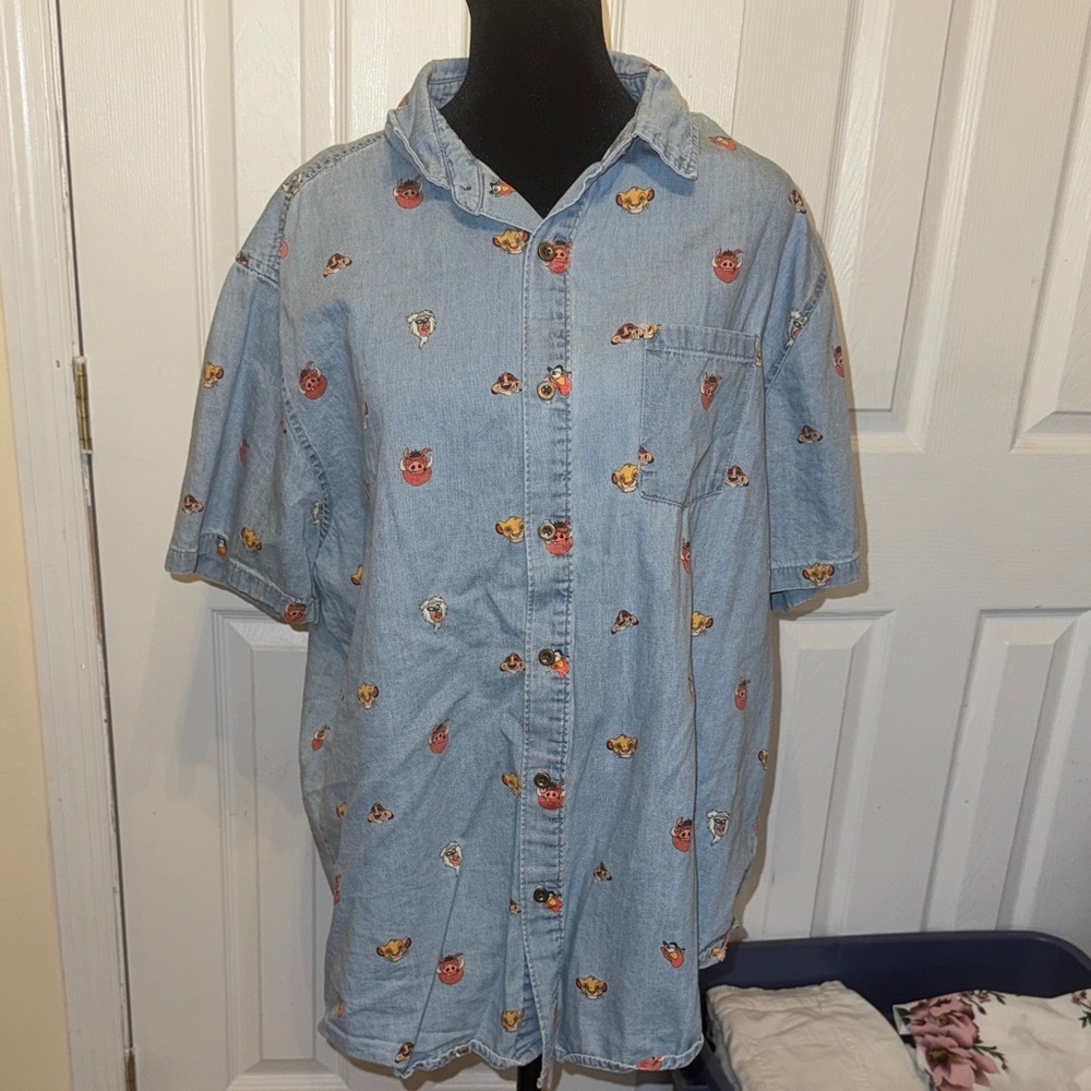 Disney Light Blue Casual Shirt with Cartoon Design